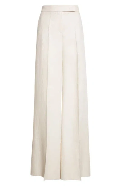 Max Mara Badesse High Waist Wide Leg Linen Pants In Neutral