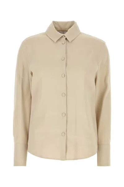 Max Mara Badesse Sand Linen-blend Shirt In Beige O Tan