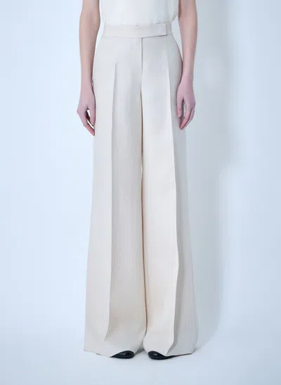 Max Mara Badesse Tailored Linen Pants In White