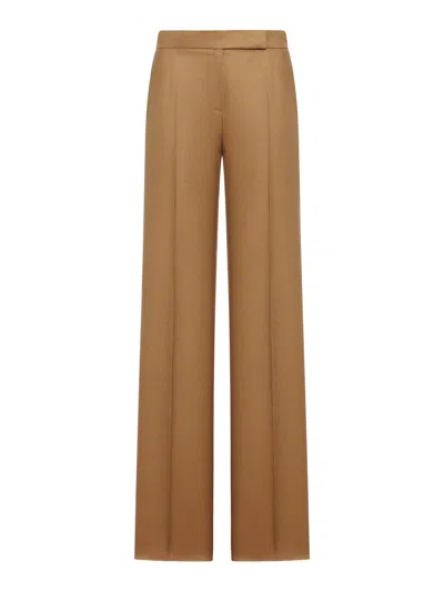 Max Mara Badesse Tailored Linen Trousers In Nude