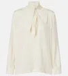 Max Mara Tie-detailed Silk Crepe De Chine Blouse In Neutral
