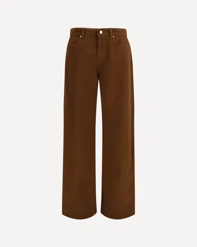Max Mara Baggy Pants In Pure Cotton Satin In Brown