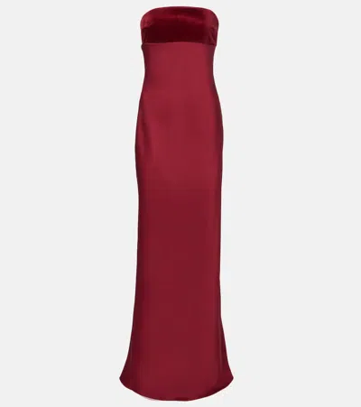 Max Mara Baia Cotton Satin Maxi Dress In Burgundy