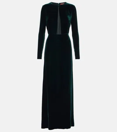 Max Mara Baia Cutout Velvet Maxi Dress In Green | ModeSens