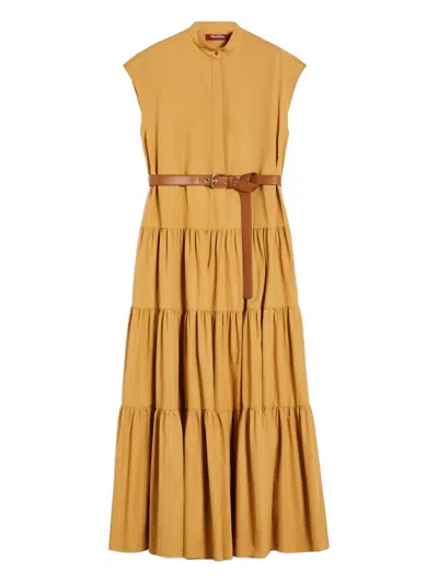 Max Mara Women's Bairo Dress Ocre | Size 44 | 2516221102600005 In Brown