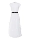 Max Mara Tiered White Midi Dress With Classic Button-up Front In White
