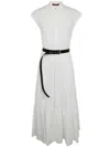 Max Mara Studio Bairo Long Belted Dress Clothing In Gray
