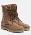 Max Mara Baker Cashmere Combat Boots In Brown