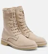 Max Mara Baker Cashmere Combat Boots In Neutral