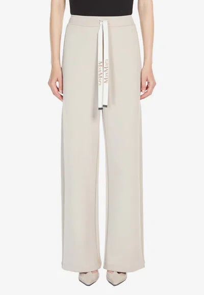 Max Mara Bali Fleece Drawstring Track Pants In Beige