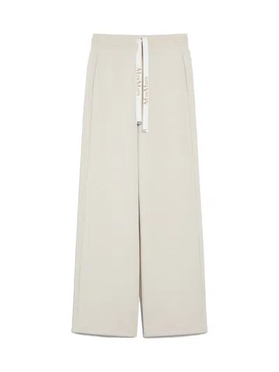 Max Mara Wide-leg Trousers With Drawstring Waist And Side Pockets In Gray