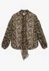 Max Mara Studio Printed Silk Chiffon Blouse In Brown