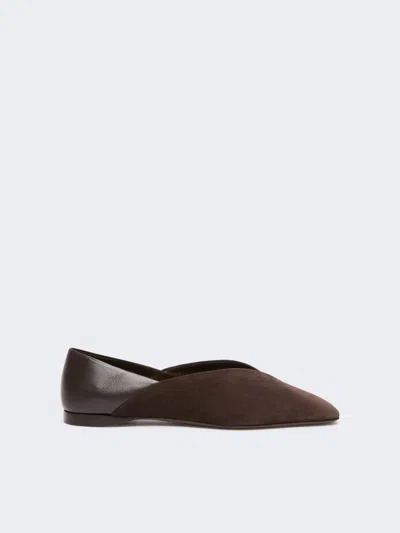 Max Mara Ballerines En Croûte Et Nappa In Brun Fonce