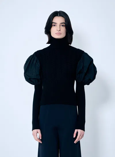 Max Mara Balloon Sleeve Knit Top In Black