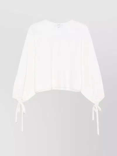 Max Mara Balloon Sleeves Crew Neck Relaxed Fit Tie Cuffs