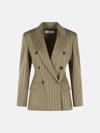 Max Mara 'balta' Blazer In Viscose And Green Virgin Wool