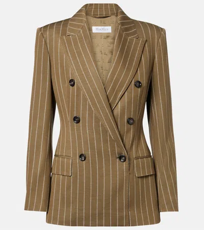 Max Mara Balta Pinstripe Double-breasted Blazer In Brown