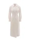 Max Mara Wrap Design Dress Buttoned Cuffs In Bianco Ottico