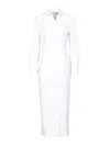 Max Mara Waist Belted French Cuffs Long Sleeve Midi Dress In White
