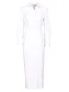 Max Mara Waist Belted French Cuffs Long Sleeve Midi Dress In White
