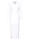 Max Mara Waist Belted French Cuffs Long Sleeve Midi Dress In White