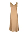 Max Mara Banjo Slip Midi Silk Dress In Nude