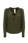 Max Mara Barbara Crepe De Chine Blouse In Kaki