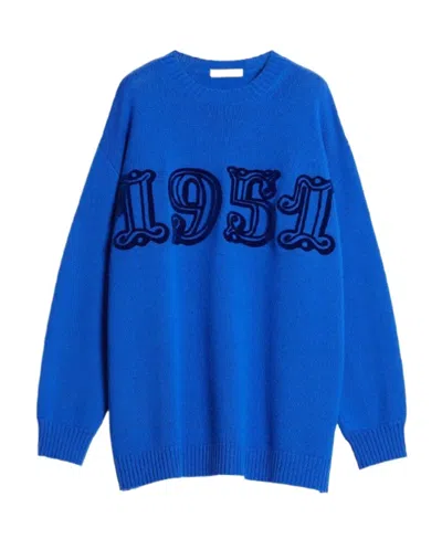 Max Mara Bard Round Neck Sweater In Blue