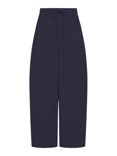 Max Mara Barrel Leg Pants In Technical Cotton Jersey In Blue