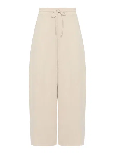 Max Mara Barrel Leg Pants In Technical Cotton Jersey In Nude & Neutrals