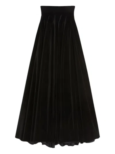 MAX MARA BARTOLO PLEATED VELVET SKIRT