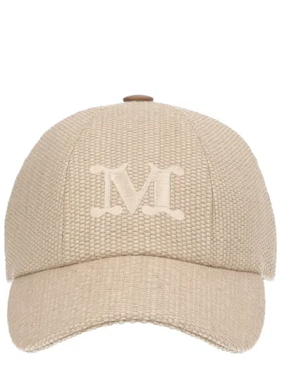 Max Mara Baseball Cap In Cotton-linen Blend In Beige