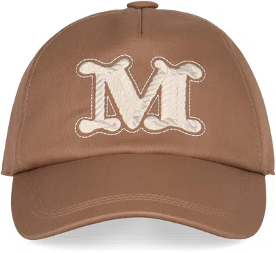Max Mara Baseball Cap In Waterproof Gabardine In Brown