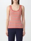 Max Mara Coral Striped Rib Tank Top In Red