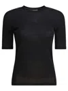 Max Mara Short Sleeve Crew Neck Plain T-shirt In Black