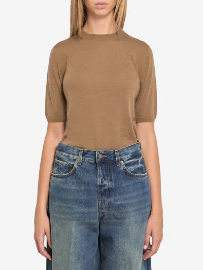 Max Mara Basic Wool Sweater In Brown