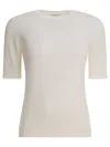 Max Mara Crew Neck Ribbed Cuffs Short Sleeves In White