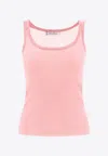 Max Mara Bastia Ribbed Silk Tank Top In Pink