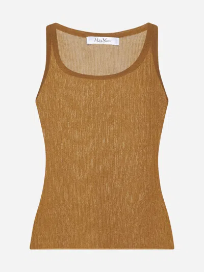 Max Mara Bastia Silk Knit Tank Top In Beige