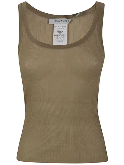 Max Mara Bastia Silk Tank Top In Brown