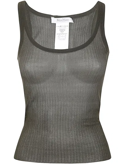 MAX MARA BASTIA SILK TANK TOP,2411361043600 005 KHAKI