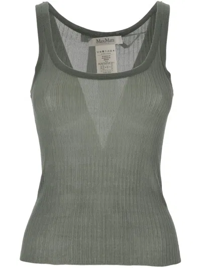 Max Mara Bastia Sleeveless Ribbed Top In Green