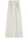 Max Mara Batavia Cotton-linen Full-length Trousers In White