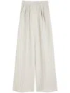 Max Mara Batavia Cotton-linen Full-length Trousers In White