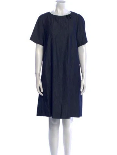 Pre-owned Max Mara Bateau Neckline Knee-length Dress In Blue
