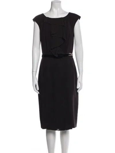 Pre-owned Max Mara Bateau Neckline Knee-length Dress In Brown