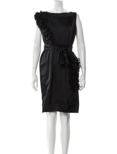 Pre-owned Max Mara Bateau Neckline Knee-length Dress In Gray