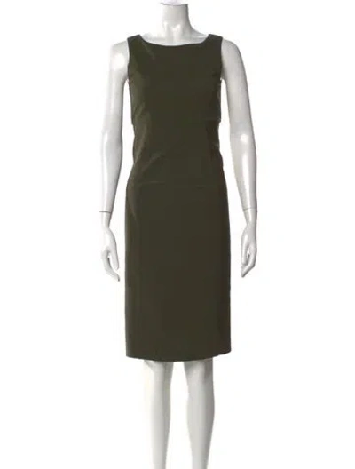 Pre-owned Max Mara Bateau Neckline Knee-length Dress In Green