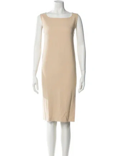 Pre-owned Max Mara Bateau Neckline Knee-length Dress In Neutral