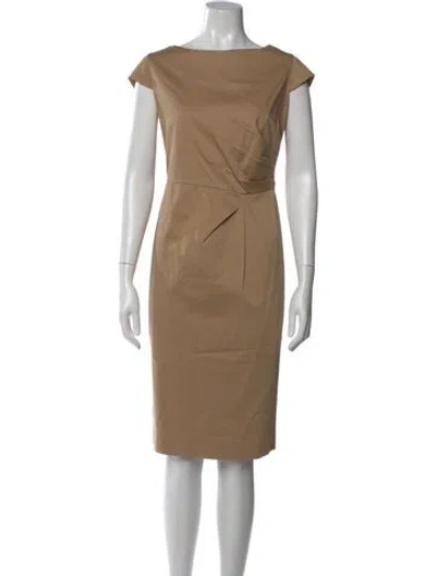 Pre-owned Max Mara Bateau Neckline Knee-length Dress In Neutral
